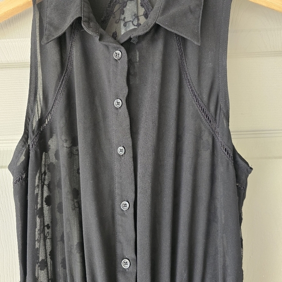 Iris Los Angeles Sheer Jumpsuit Sz M  Women Sleeveless Button Up Collar See Thru - Picture 9 of 16